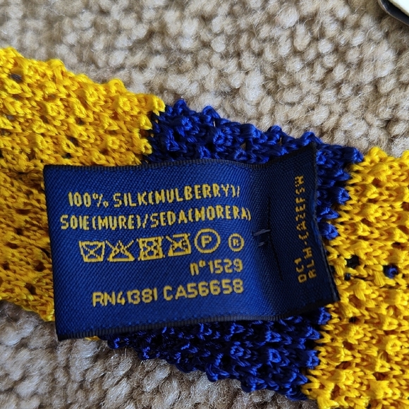 Polo Ralph Lauren Yellow and Blue Striped Knit Tie - Picture 5 of 8